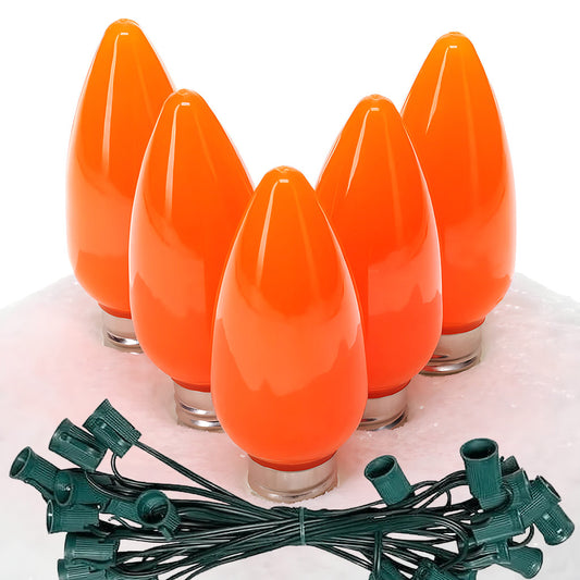 C9 Orange ProCore LED Christmas Light Bulb String Light Set, 25 Lights, 25'