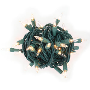 100 Clear Incandescent Mini Lights, Green Wire, 4" Spacing [CLOSEOUT]