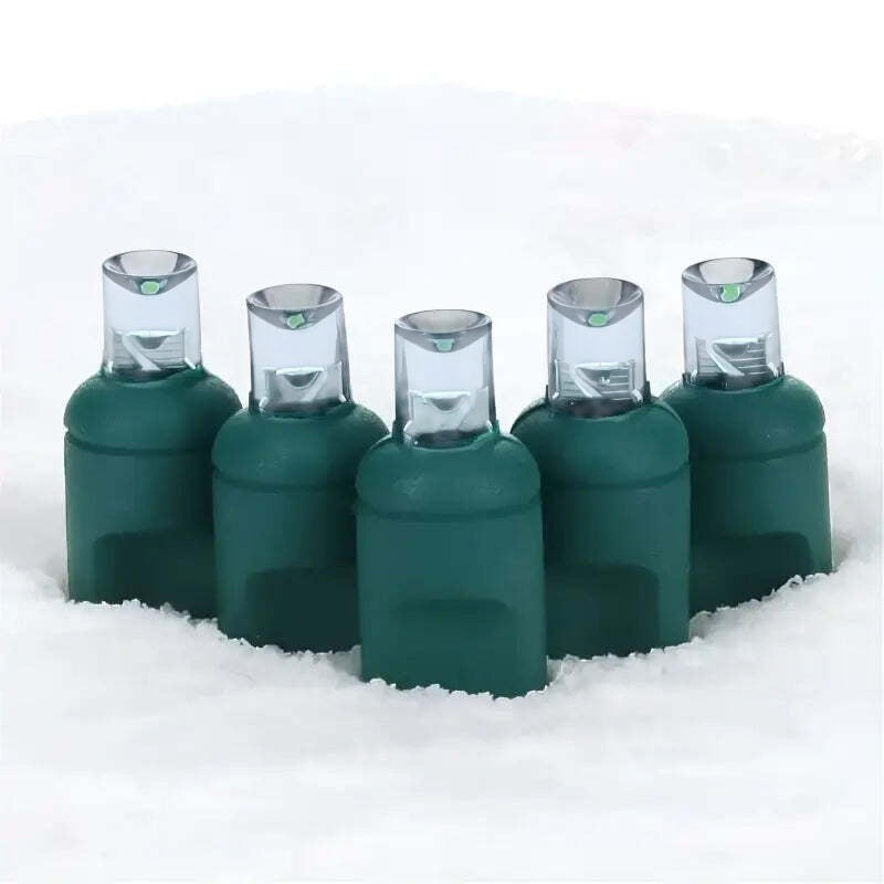 50 5mm Teal (Baby Blue) LED Christmas Lights, 4" Spacing, Green Wire [CLOSEOUT]