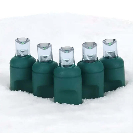 50 5mm Teal (Baby Blue) LED Christmas Lights, 4" Spacing, Green Wire [CLOSEOUT]