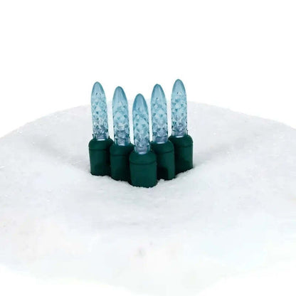 50 M5 Teal (Baby Blue) LED Christmas Lights, 4" Spacing, Green Wire [CLOSEOUT]