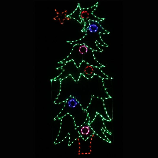 Wacky Bent Christmas Tree, Lighted Outdoor Christmas Display - Wireframes Displays and Yard Art