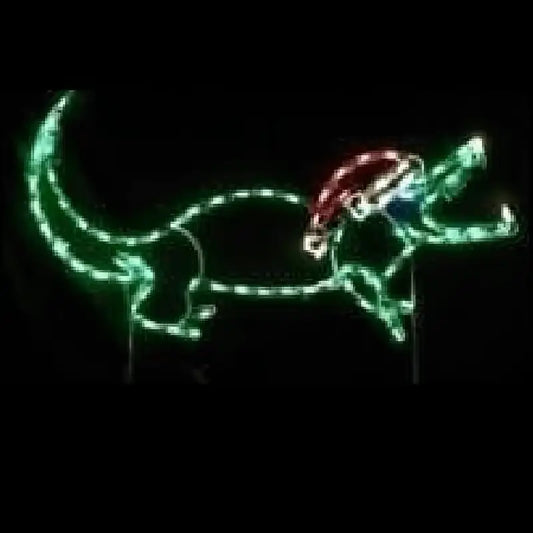 Alligator Gator with Santa Hat Small - Wireframes Displays and Yard Art
