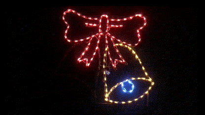 Animated Bell With Ribbon, Lighted Outdoor Christmas Display - Wireframes Displays and Yard Art
