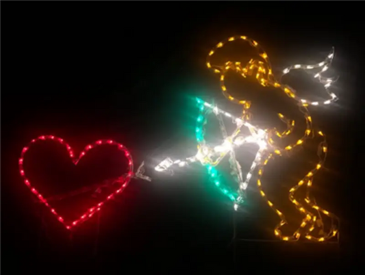 Animated Cupid with Bow Shooting Arrow Through Heart Wireframes Displays and Yard Art