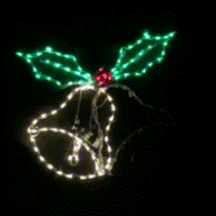 Animated Double Bell with Holly, Lighted Outdoor Christmas Display - Wireframes Displays and Yard Art