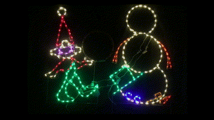 Animated Elf Building Snowman, Lighted Outdoor Christmas Display - Wireframes Displays and Yard Art