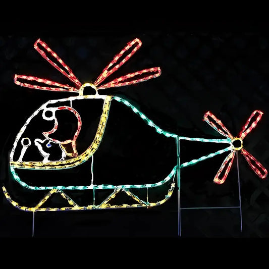 Animated Elf in Helicopter Wireframes Displays and Yard Art