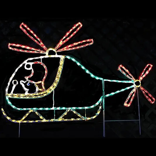 Animated Elf in Helicopter Ships in 2 Pieces - Wireframes Displays and Yard Art