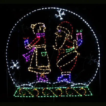 Animated Winter Snow Globe with Santa and Mrs. Claus Wireframes Displays and Yard Art