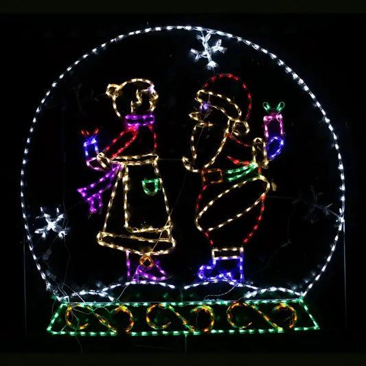 Animated Winter Snow Globe with Santa and Mrs. Claus Wireframes Displays and Yard Art