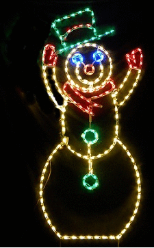 Basic Snowman Animated Large, Lighted Outdoor Christmas Display - Wireframes Displays and Yard Art