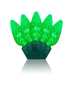 Ensemble de lumières de Noël à DEL vertes C6 - 35 ampoules - Espacement de 4 pouces