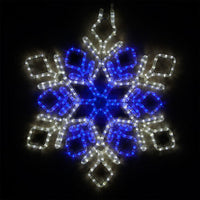 28" Double Diamond Snowflake, Blue and Cool White
