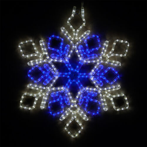 28" Double Diamond Snowflake, Blue and Cool White
