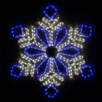 28" Diamond Flower Snowflake, Blue and Cool White