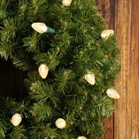 25 C7 Warm White LED Christmas Lights, 8" Spacing, Green Wire [CLOSEOUT]