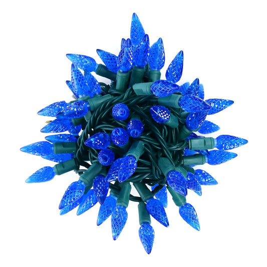 C6 Blue LED Christmas Lights 70 Bulbs 4’’ Spacing - Christmas Lights