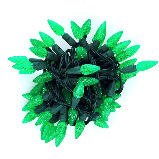 C6 Green LED Christmas Light Set 70 Bulbs 4’’ Spacing - Christmas Lights