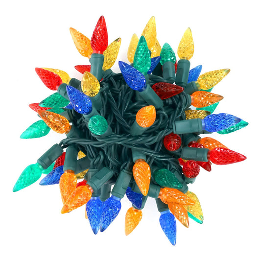 C6 Multicolor LED Christmas Lights 70 Bulbs 4’’ Spacing - Christmas Lights