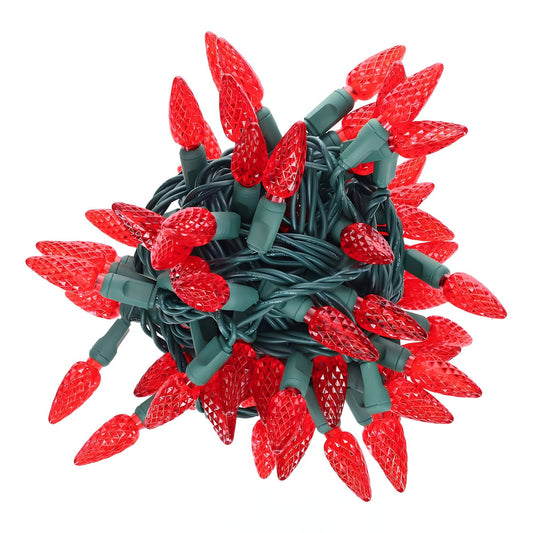 C6 Red LED Christmas Lights 70 Bulbs 4’’ Spacing - Christmas Lights