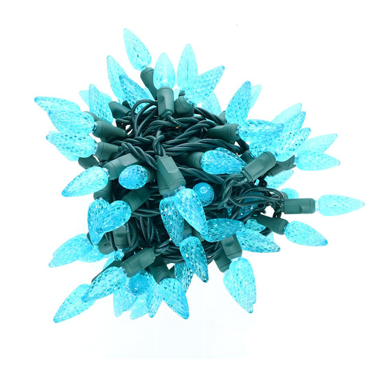 C6 Teal LED Christmas Lights 70 Bulbs 4’’ Spacing - Christmas Lights