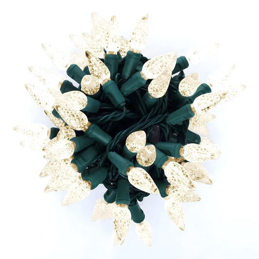 C6 Warm White LED Christmas Lights 100 Bulbs 4’’ Spacing - Christmas Lights