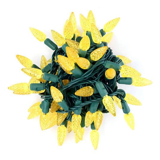 C6 Yellow / Gold LED Christmas Lights 70 Bulbs 4’’ Spacing - Christmas Lights