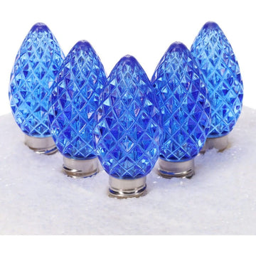 C7 Blue LED Christmas Light Bulbs, Faceted, Pack of 25 Christmas Lights Guanyi