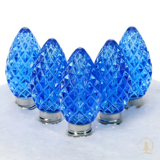 C7 Blue ProCore LED Christmas Light Bulbs Faceted Pack of 25 - Christmas Lights