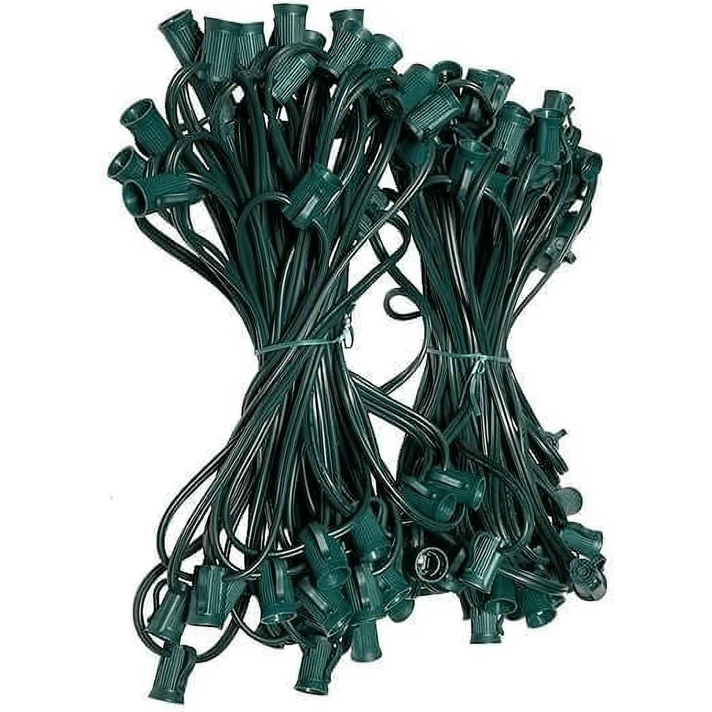 C7 Christmas Light Stringer, 100', 12" Spacing, Green Wire - The Christmas Light Emporium