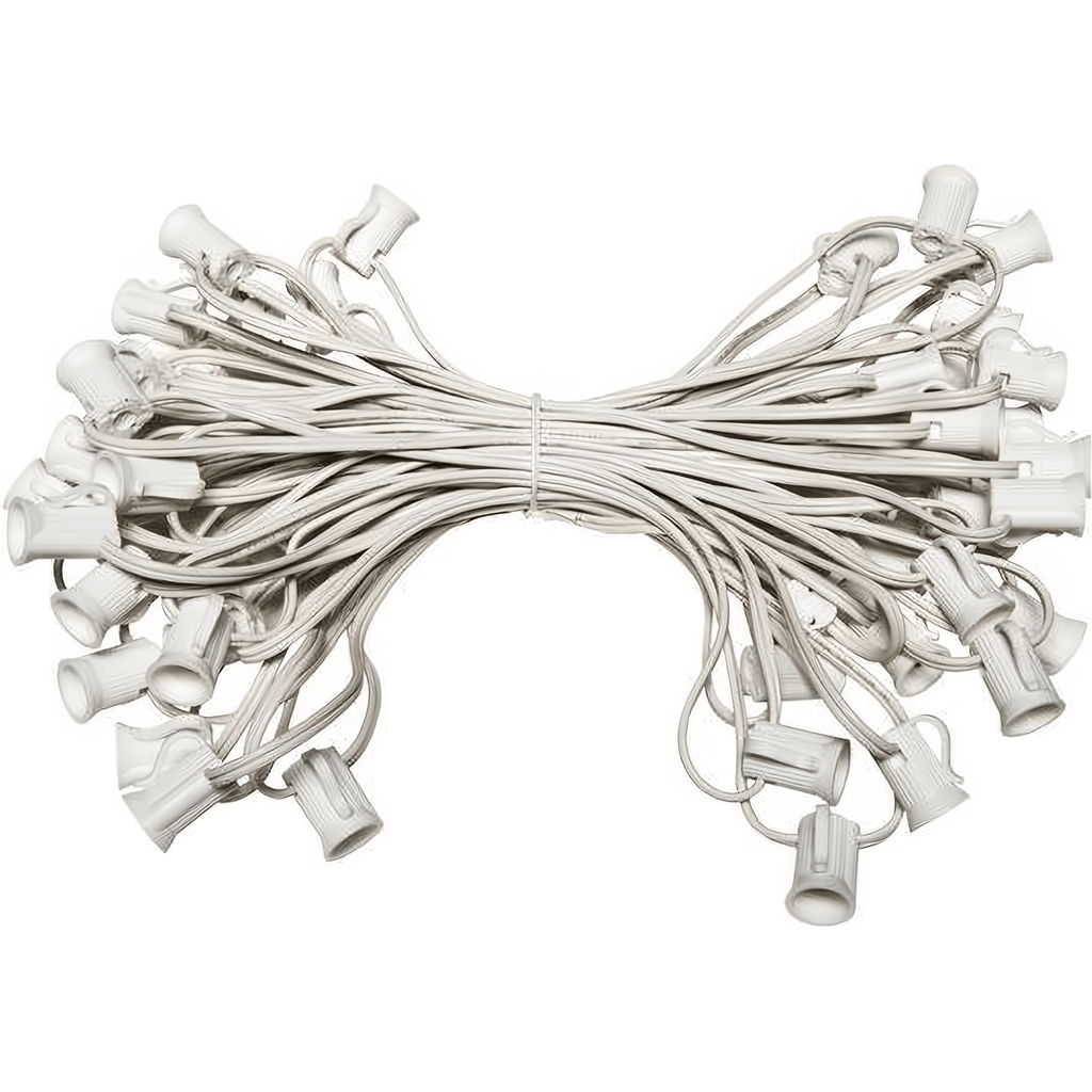 C7 Christmas Light Stringer, 100', 12" Spacing, White Wire - The Christmas Light Emporium