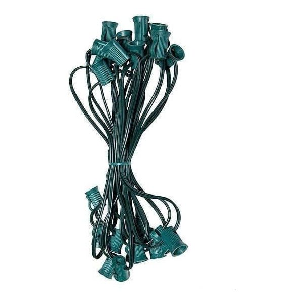 C7 Christmas Light Stringer, 25', 6" Spacing, Green Wire