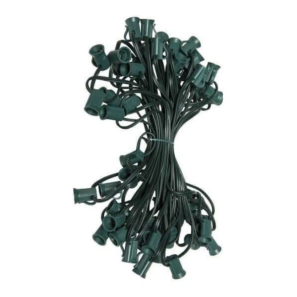 C7 Christmas Light Stringer, 50', 12" Spacing, Green Wire - The Christmas Light Emporium