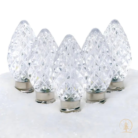 C7 Cool White ProCore LED Christmas Light Bulbs Faceted Pack of 25 - Christmas Lights