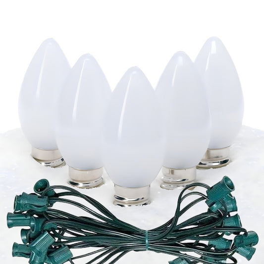 C7 Cool White Smooth ProCore LED Christmas Light Bulb String Light Set 25 Lights 25’ - Christmas Lights