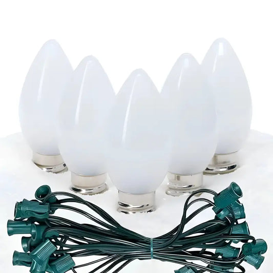 C7 Cool White Smooth ProCore LED Christmas Light Bulb String Light Set 25 Lights 25’ Christmas Lights