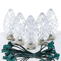 C7 Cool White Twinkle Faceted ProCore® LED Christmas Light Bulb String Light Set, 25 Lights, 25'