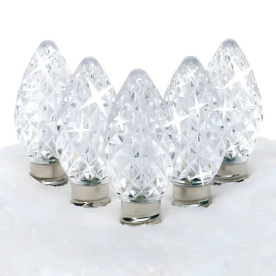 C7 Bulbs Cool White twinkle LED Christmas lights