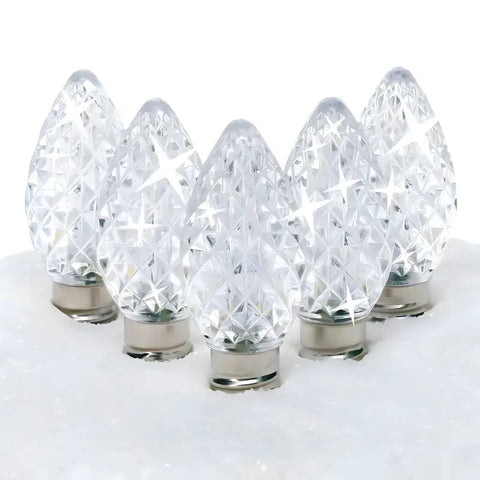 C7 Cool White Twinkle Faceted ProCore® LED Christmas Light Bulbs - Christmas Lights