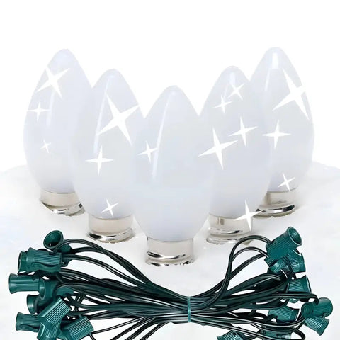 C7 Cool White Twinkle Smooth ProCore® LED Christmas Light Bulb String Light Set 25 Lights 25’ - Christmas Lights