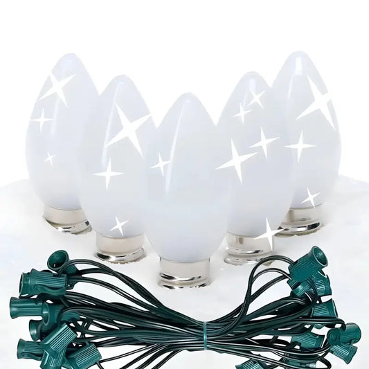 C7 Cool White Twinkle Smooth ProCore LED Christmas Light Bulb String Light Set 25 Lights 25’ Christmas Lights