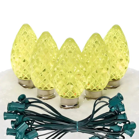 C7 Gold Faceted ProCore® LED Christmas Light Bulb String Light Set 25 Lights 25’ - Christmas Lights