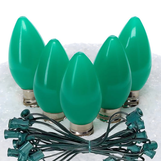 C7 Green ProCore LED Christmas Light Bulb String Light Set Opaque 25 Lights 25’ - Christmas Lights