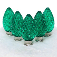 C7 Green Faceted ProCore® LED Christmas Light Bulbs