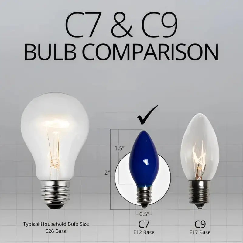 C7 Incandescent Christmas Light Bulbs Blue Opaque Pack of 25 - Christmas Lights