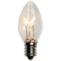 C7 Incandescent Christmas Light Bulbs, Clear, Transparent, Pack of 25