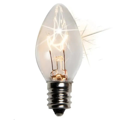 C7 Incandescent Christmas Light Bulbs Clear TWINKLE Transparent Pack of 25 - Christmas Lights