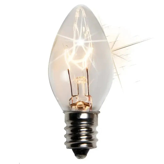 C7 Incandescent Christmas Light Bulbs Clear TWINKLE Transparent Pack of 25 - Christmas Lights