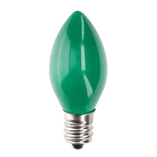 C7 Incandescent Christmas Light Bulbs Green Opaque Pack of 25 [CLOSEOUT] - Christmas Lights